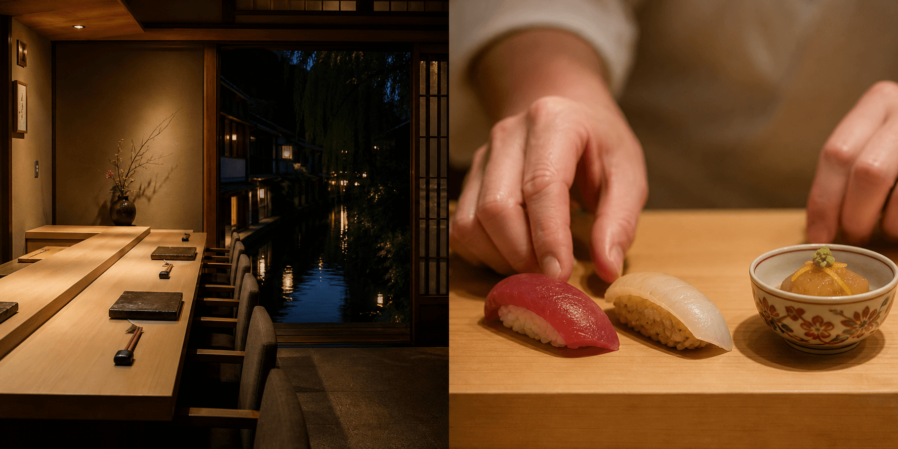Editorial intimate Kyoto sushi counter